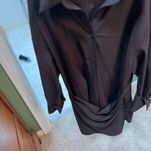 Used Brown Button-Up Shirt dress